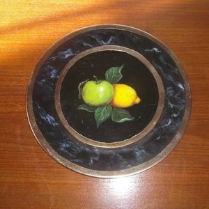 Ian Logan 1999 Apples & Lemons Metal Painted Plate